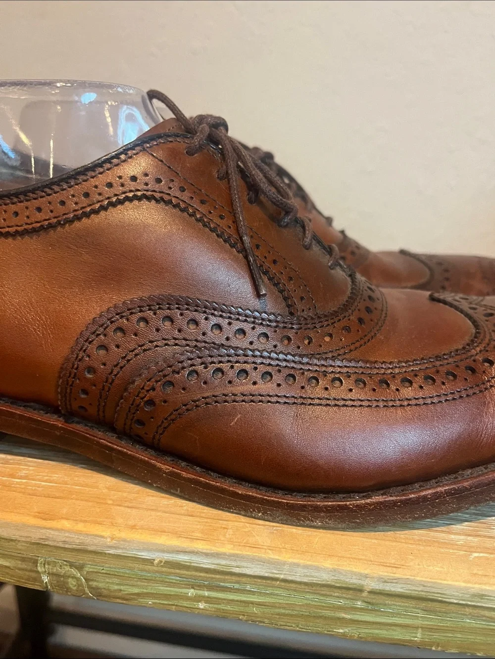 Allen Edmonds Mens Mcallister Oxfords Wingtip Light Brown Leather Size 10.5